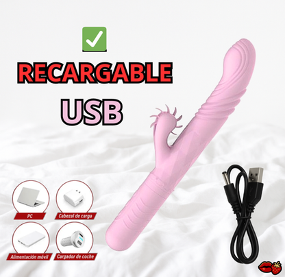 Vibrador y Lamedor de Doble Estimulación – Cuatri-Acción Recargable