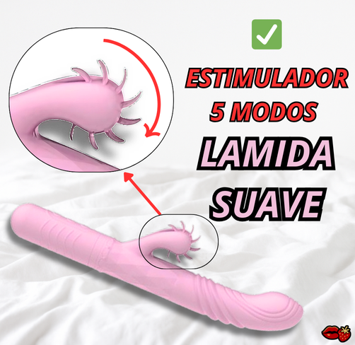 Vibrador y Lamedor de Doble Estimulación – Cuatri-Acción Recargable