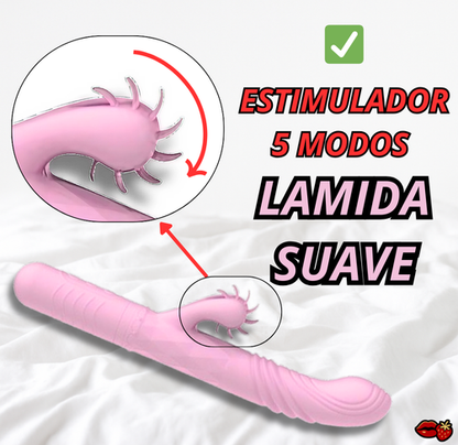 Vibrador y Lamedor de Doble Estimulación – Cuatri-Acción Recargable