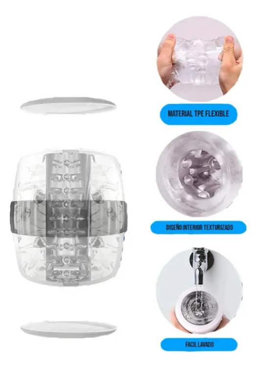 Masturbador Vibrador Crystal Sensivo – Doble Motor, Textura y Carga USB