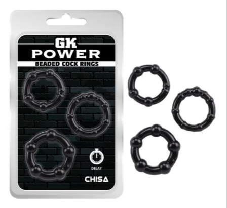 Pack 3 Anillos para Pene Chisa GK Power – Textura Retardante
